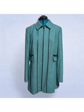 Carlisle Green Houndstooth Wool Peacoat - Size 12